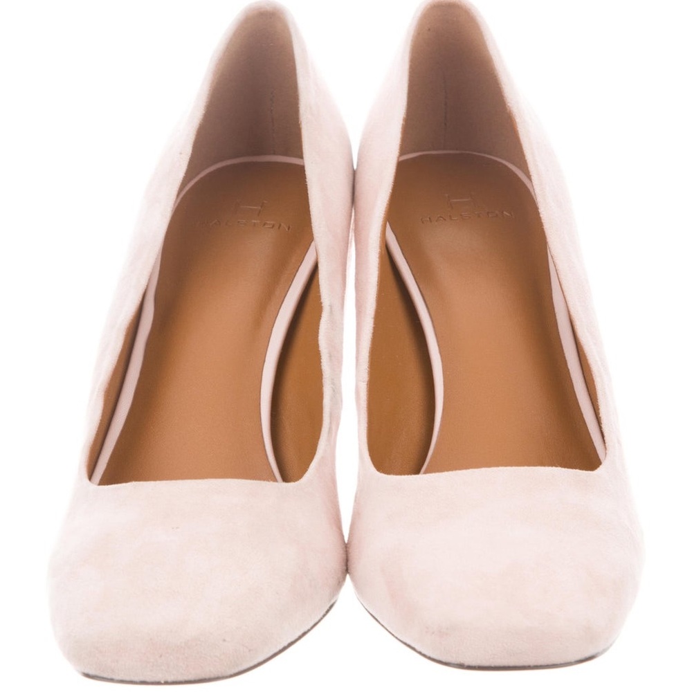 Halston blush pink Whitney suede block pump 8